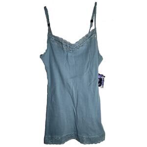 Ellemenno Y2K Sub Teal Velvet Trim Lace Women's Babydoll Tank Top Size‎ Medium